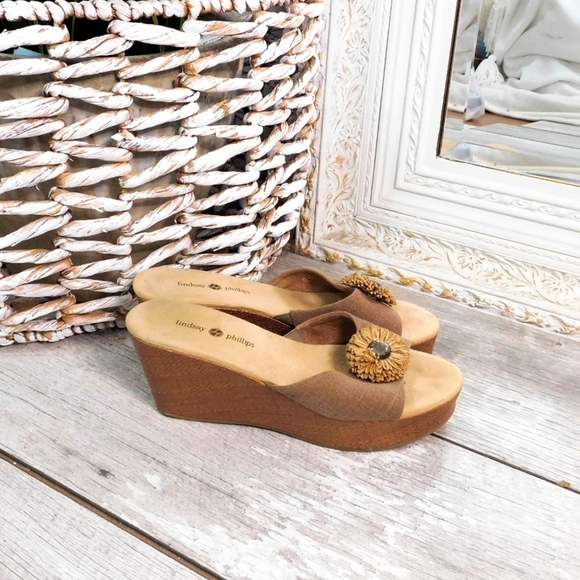 EUC LINDSAY PHILLIPS WMN SZ 10 DEVON WEDGE SANDAL - Picture 5 of 8